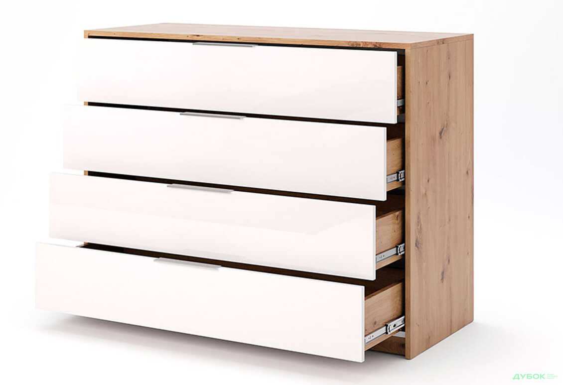 Комод МироМарк Реймонд с 4 ящиками 110 см, глянец белый - Изображение 3 Изображение 3 - Комод МироМарк Реймонд с 4 ящиками 110 см, глянец белый