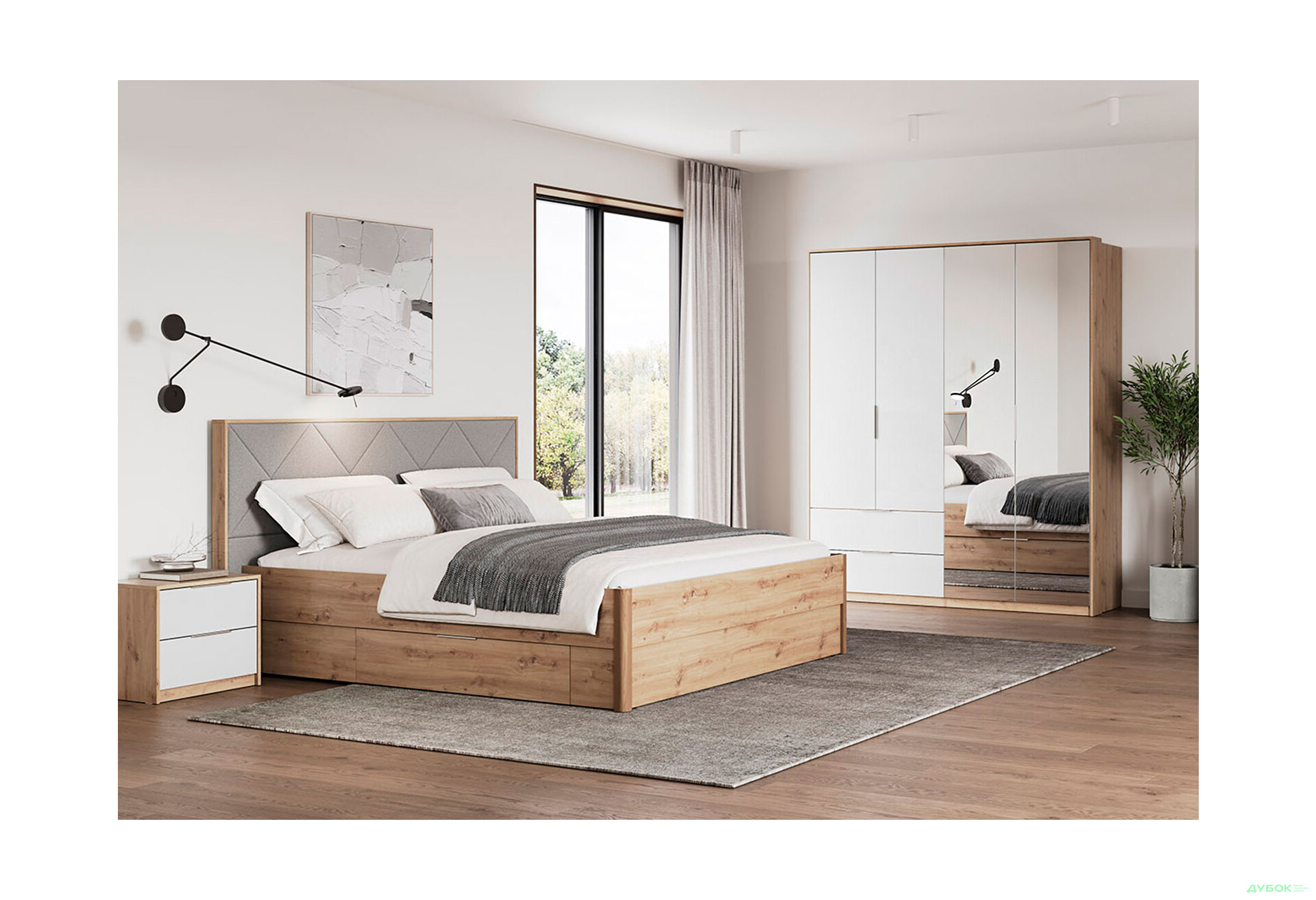 Спальня Реймонд Глянец белый 4Д МироМарк - Изображение 2 Изображение 2 - Спальня Реймонд Глянец белый 4Д МироМарк