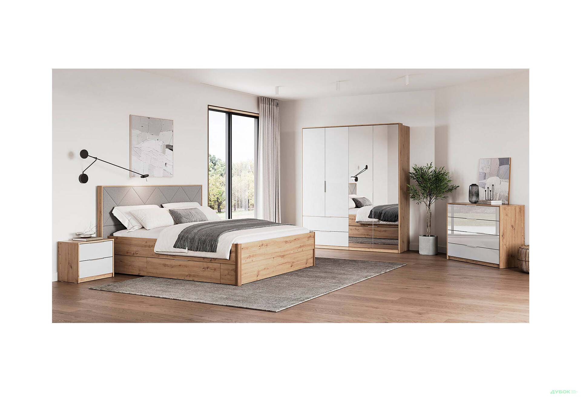 Спальня Реймонд Глянец белый 4Д МироМарк - Изображение 1 Изображение 1 - Спальня Реймонд Глянец белый 4Д МироМарк