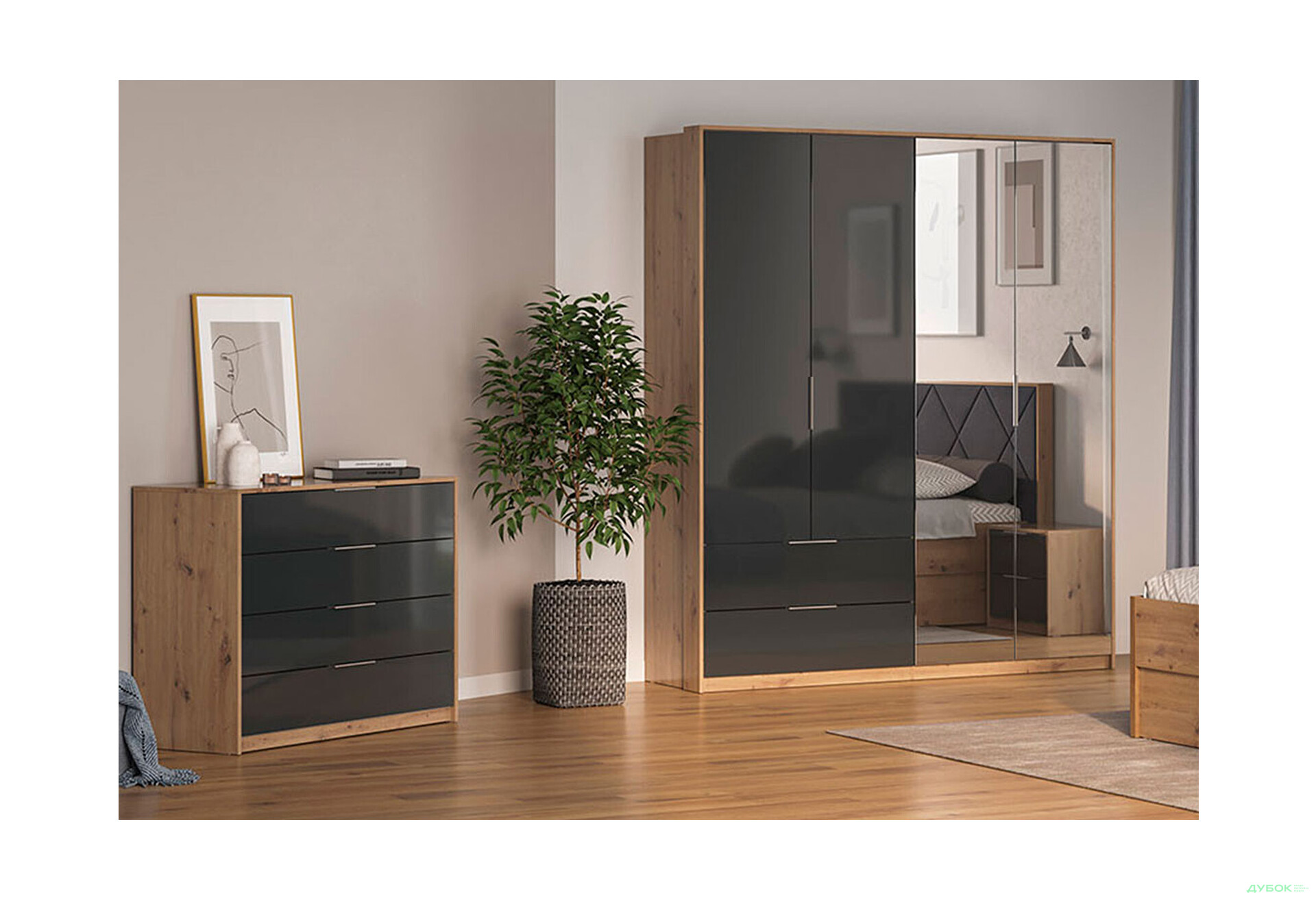 Изображение 2 - Комод МироМарк Реймонд с 4 ящиками 110 см, мат антрацит