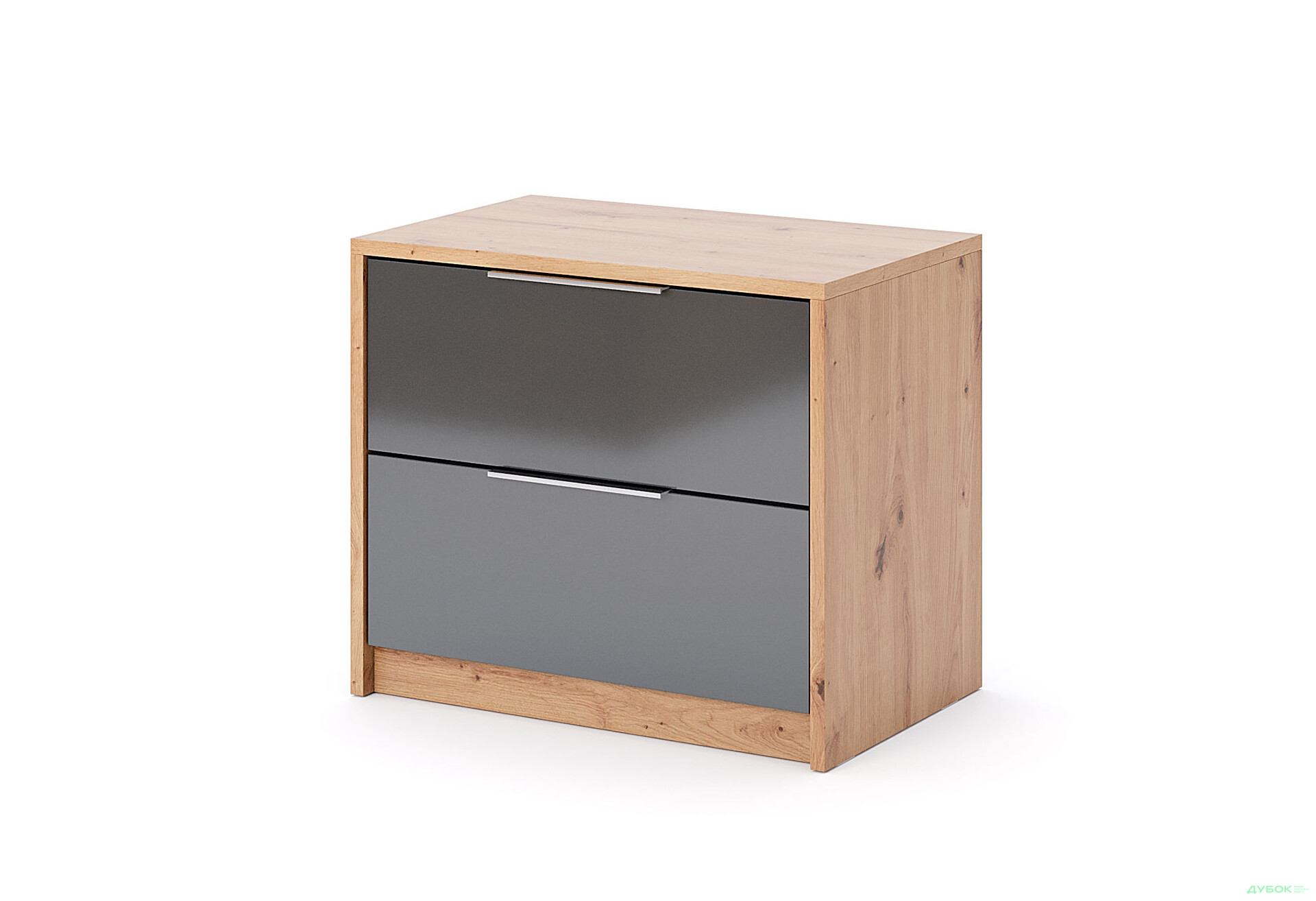 Приліжкова тумба MiroMark Реймонд з 2 шухлядами 55 см, мат антрацит - Зображення 1 Зображення 1 - Приліжкова тумба MiroMark Реймонд з 2 шухлядами 55 см, мат антрацит