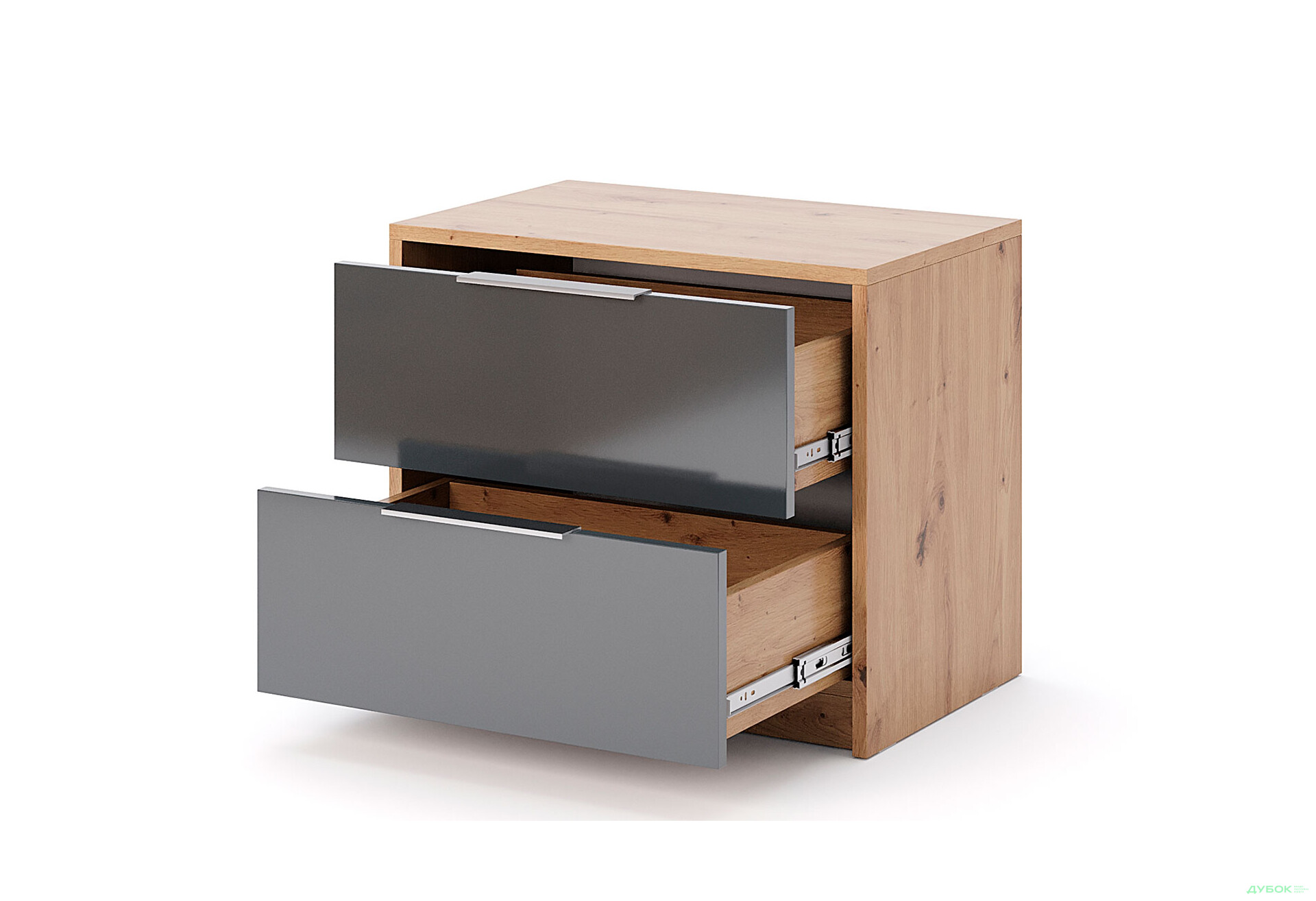 Приліжкова тумба MiroMark Реймонд з 2 шухлядами 55 см, мат антрацит - Зображення 2 Зображення 2 - Приліжкова тумба MiroMark Реймонд з 2 шухлядами 55 см, мат антрацит
