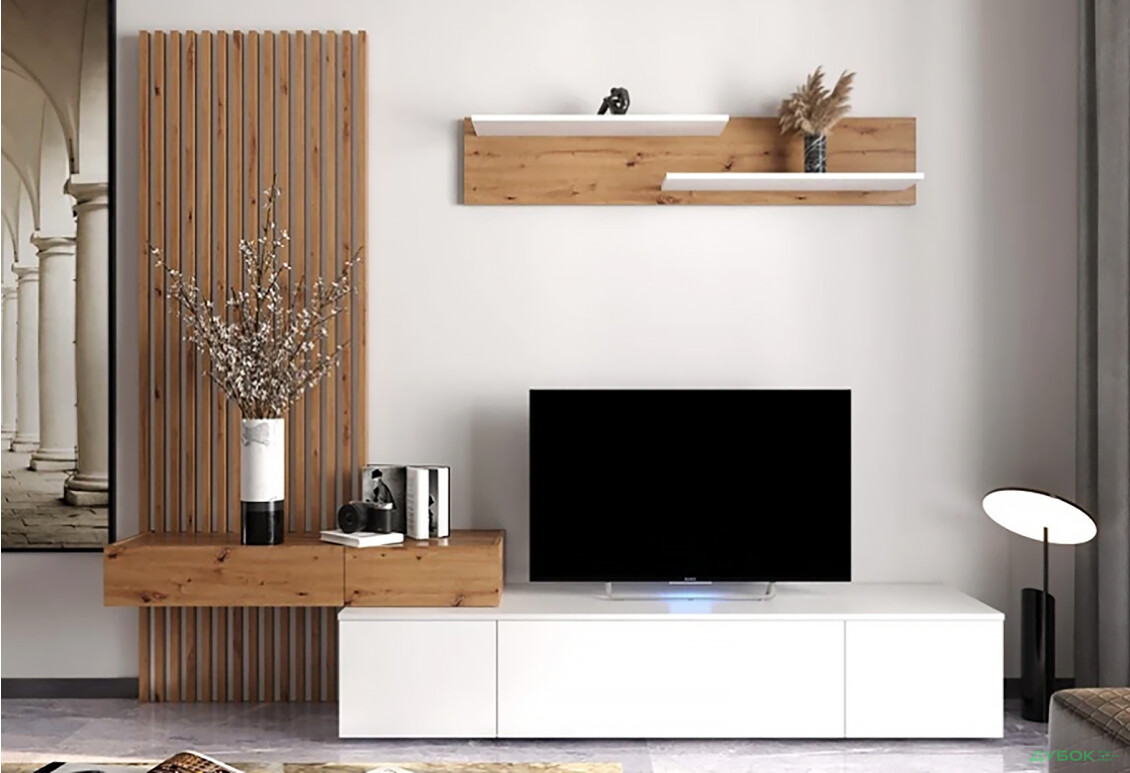 Стінка Гербор Ребека Плюс 250 см дуб артизан / німфеа альба - Зображення 1 Зображення 1 - Стінка Гербор Ребека Плюс 250 см дуб артизан / німфеа альба