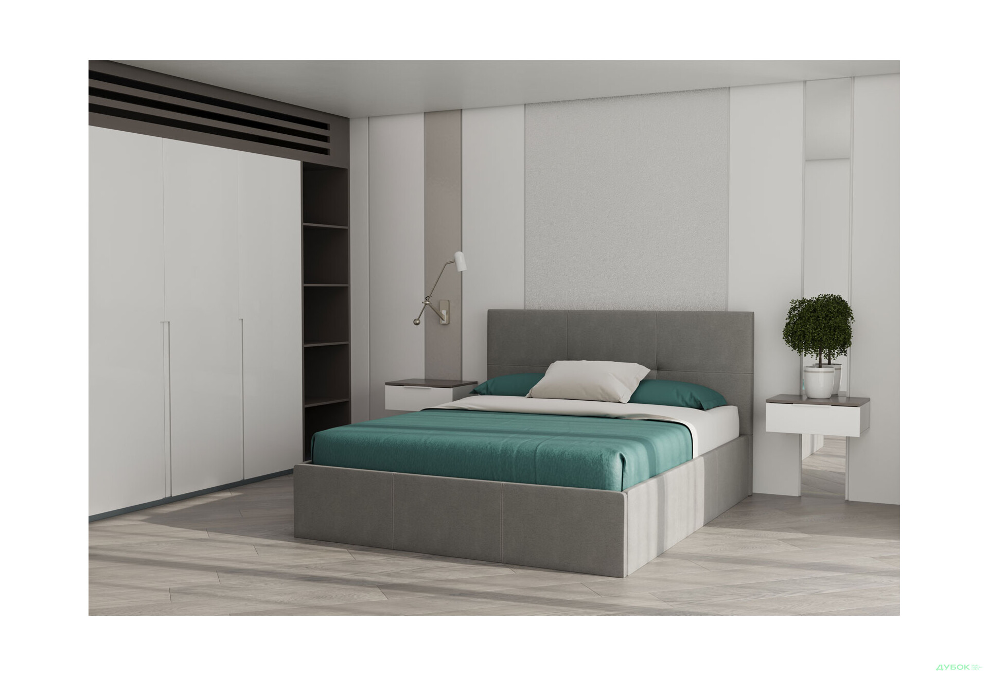 Ліжко-подіум MiroMark Лілі / Lily 160x200, сіре - Зображення 2 Зображення 2 - Ліжко-подіум MiroMark Лілі / Lily 160x200, сіре