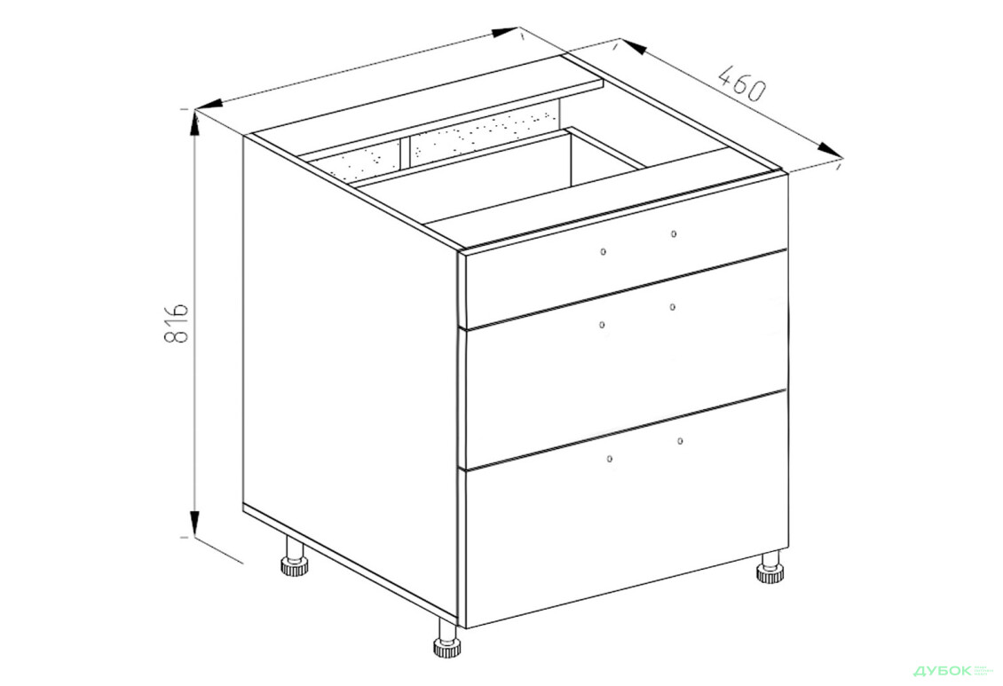 Корпус Н 60 3Ш (1+2) LUX Svit Mebliv