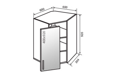 В54 Тумба 1Д 60 Вітрина AL