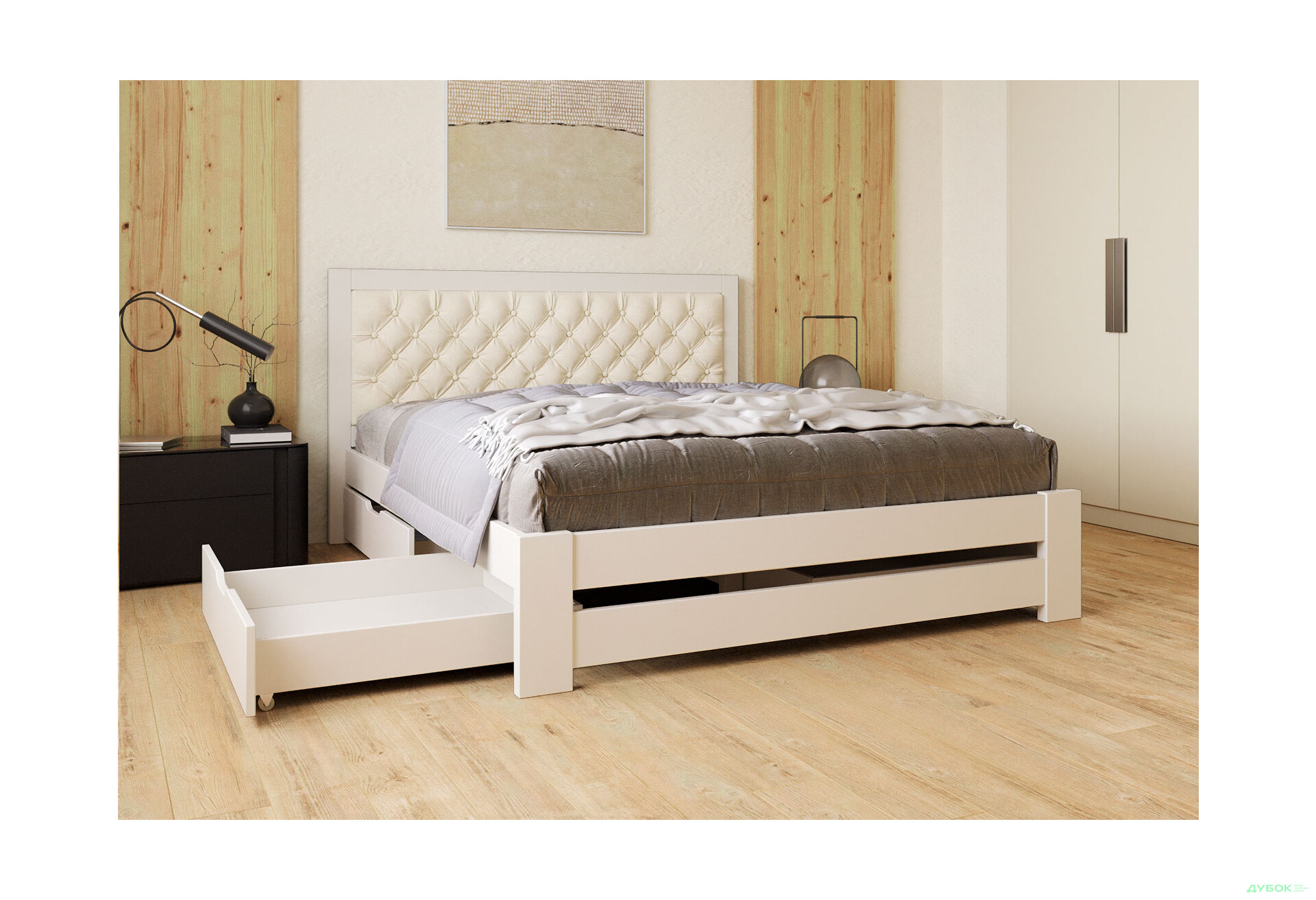 Ліжко Arbor Drev Симфонія Люкс 160 см оббивка ромб тк.Лагуна 03, біле - Зображення 5 Зображення 5 - Ліжко Arbor Drev Симфонія Люкс 160 см оббивка ромб тк.Лагуна 03, біле