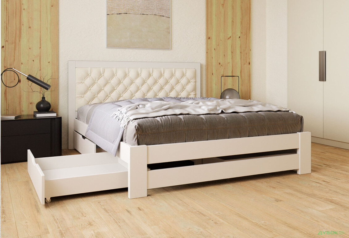 Ліжко Arbor Drev Симфонія Люкс 180 см оббивка ромб тк.Лагуна 03, біле - Зображення 5 Зображення 5 - Ліжко Arbor Drev Симфонія Люкс 180 см оббивка ромб тк.Лагуна 03, біле