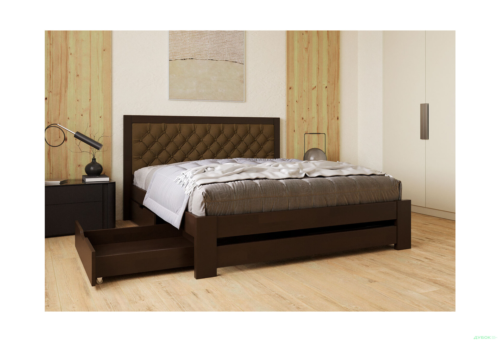 Ліжко Arbor Drev Симфонія Люкс 160 см оббивка ромб тк.Лагуна 11, горіх темний - Зображення 5 Зображення 5 - Ліжко Arbor Drev Симфонія Люкс 160 см оббивка ромб тк.Лагуна 11, горіх темний