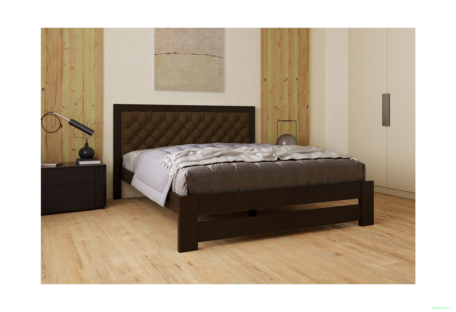 Ліжко Arbor Drev Симфонія Люкс 160 см оббивка ромб тк.Лагуна 11, горіх темний - Зображення 4 Зображення 4 - Ліжко Arbor Drev Симфонія Люкс 160 см оббивка ромб тк.Лагуна 11, горіх темний