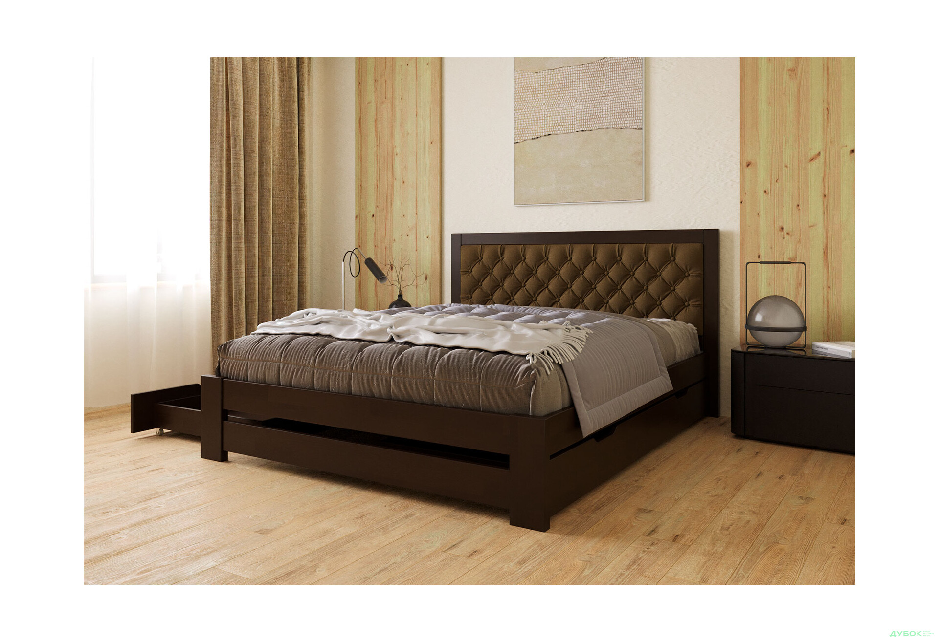 Ліжко Arbor Drev Симфонія Люкс 160 см оббивка ромб тк.Лагуна 11, горіх темний - Зображення 3 Зображення 3 - Ліжко Arbor Drev Симфонія Люкс 160 см оббивка ромб тк.Лагуна 11, горіх темний