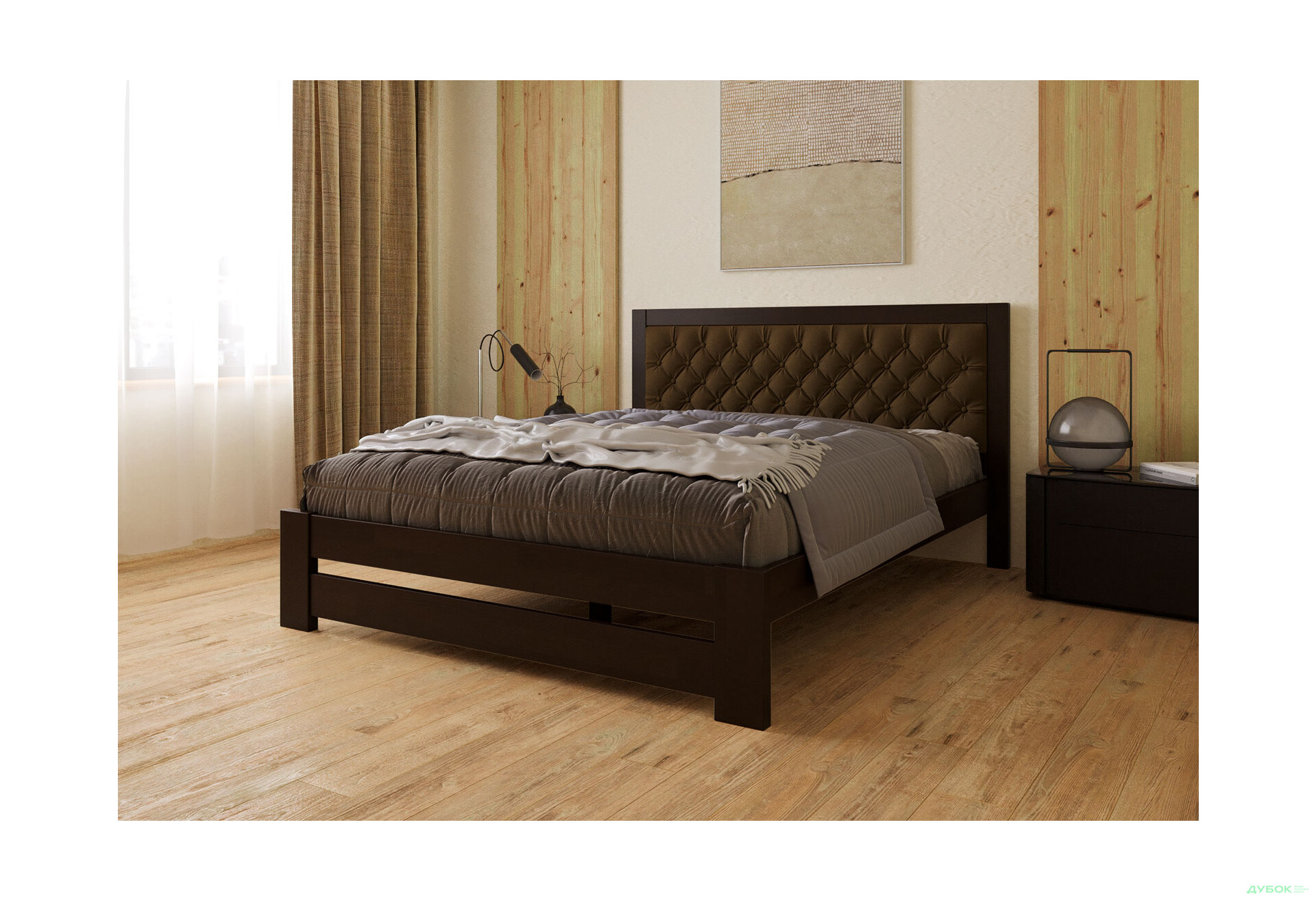 Ліжко Arbor Drev Симфонія Люкс 180 см оббивка ромб тк.Лагуна 11, горіх темний - Зображення 2 Зображення 2 - Ліжко Arbor Drev Симфонія Люкс 180 см оббивка ромб тк.Лагуна 11, горіх темний