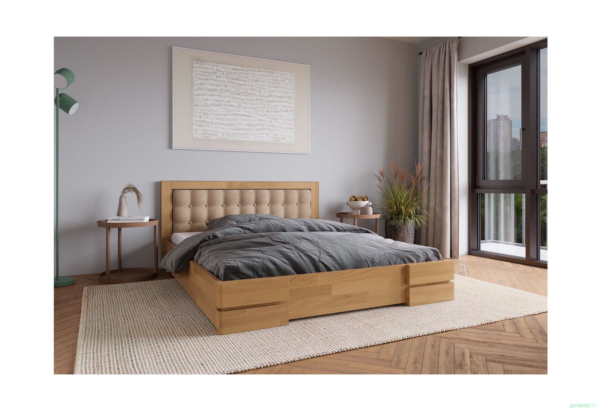 Ліжко Arbor Drev Регіна 160 см прошивка узголів'я квадрат, тк. Лагуна 07, горіх - Зображення 3 Зображення 3 - Ліжко Arbor Drev Регіна 160 см прошивка узголів'я квадрат, тк. Лагуна 07, горіх