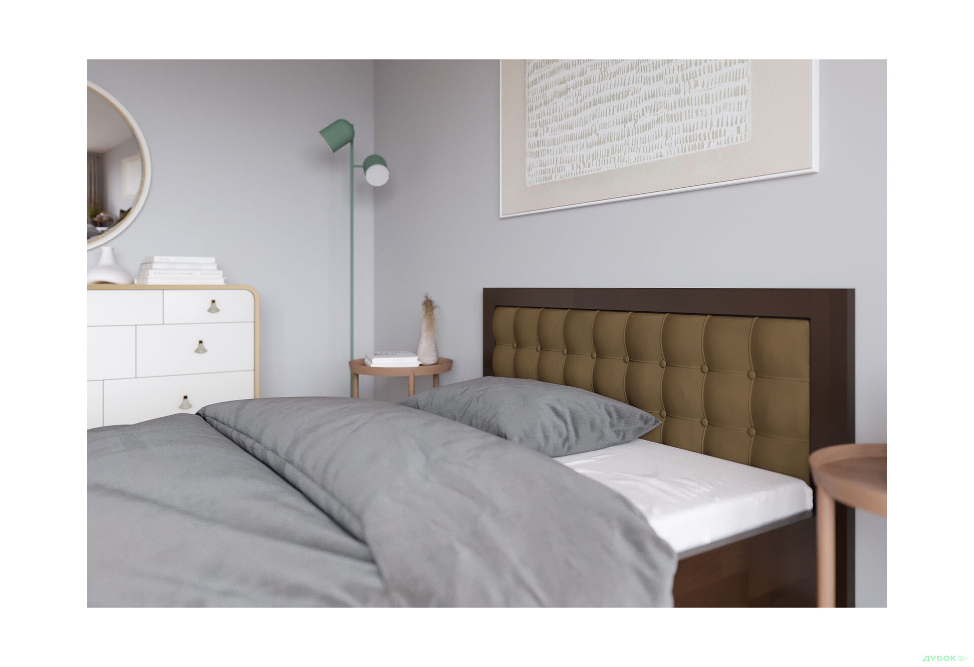 Ліжко Arbor Drev Регіна 160 см прошивка узголів'я квадрат, тк. Лагуна 11, горіх темний - Зображення 5 Зображення 5 - Ліжко Arbor Drev Регіна 160 см прошивка узголів'я квадрат, тк. Лагуна 11, горіх темний