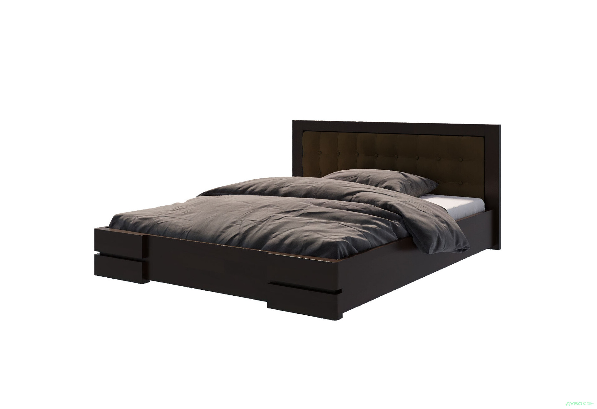 Ліжко Arbor Drev Регіна 160 см прошивка узголів'я квадрат, тк. Лагуна 11, горіх темний - Зображення 1 Зображення 1 - Ліжко Arbor Drev Регіна 160 см прошивка узголів'я квадрат, тк. Лагуна 11, горіх темний