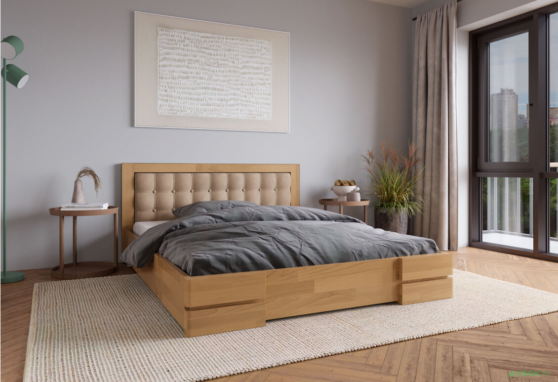 Ліжко Arbor Drev Регіна Люкс 180 см вис. узголів'я 104 см, прошивка квадрат, тк. Лагуна 07, горіх - Зображення 3 Зображення 3 - Ліжко Arbor Drev Регіна Люкс 180 см вис. узголів'я 104 см, прошивка квадрат, тк. Лагуна 07, горіх