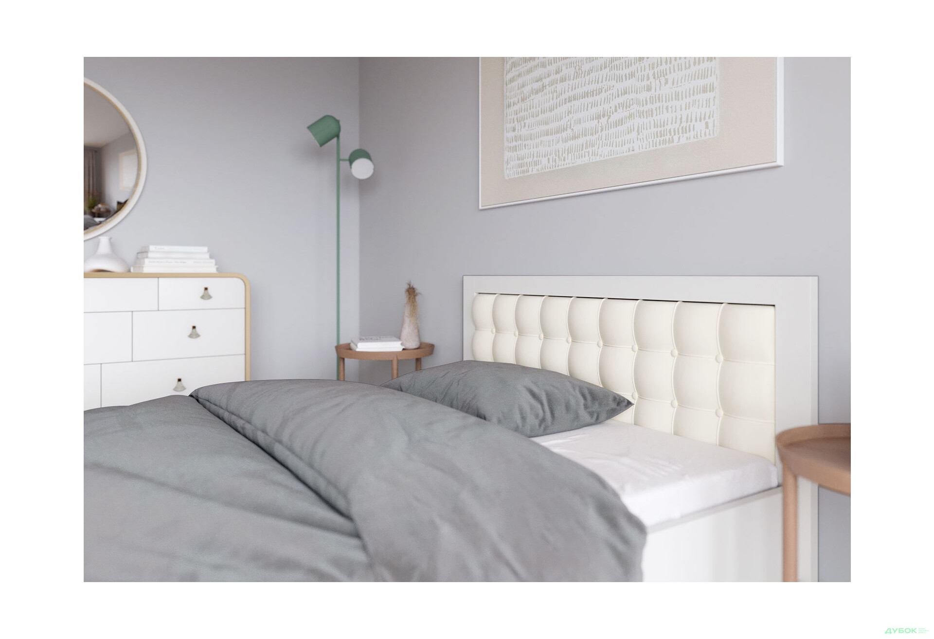 Ліжко Arbor Drev Регіна 180 см прошивка узголів'я квадрат, тк. Лагуна 03, біле - Зображення 4 Зображення 4 - Ліжко Arbor Drev Регіна 180 см прошивка узголів'я квадрат, тк. Лагуна 03, біле