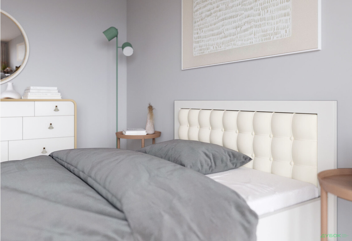 Ліжко Arbor Drev Регіна 180 см прошивка узголів'я квадрат, тк. Лагуна 03, біле - Зображення 4 Зображення 4 - Ліжко Arbor Drev Регіна 180 см прошивка узголів'я квадрат, тк. Лагуна 03, біле