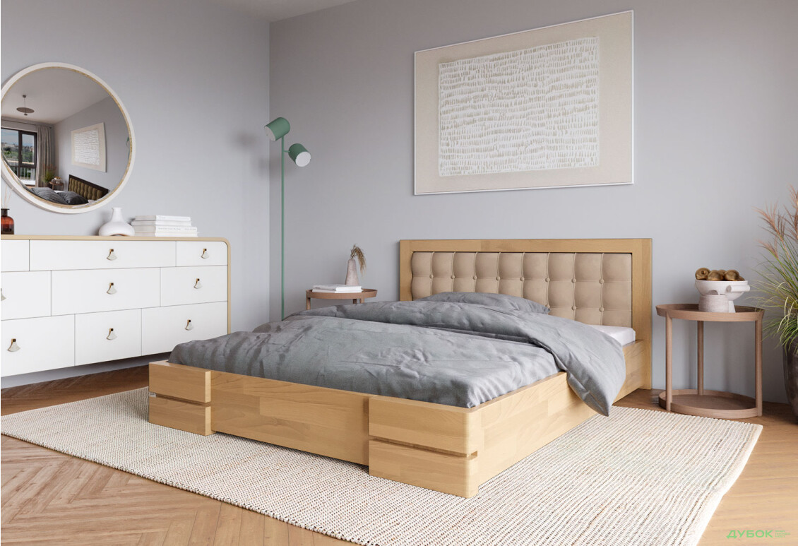 Ліжко Arbor Drev Регіна 180 см прошивка узголів'я квадрат, тк. Лагуна 07, горіх - Зображення 2 Зображення 2 - Ліжко Arbor Drev Регіна 180 см прошивка узголів'я квадрат, тк. Лагуна 07, горіх