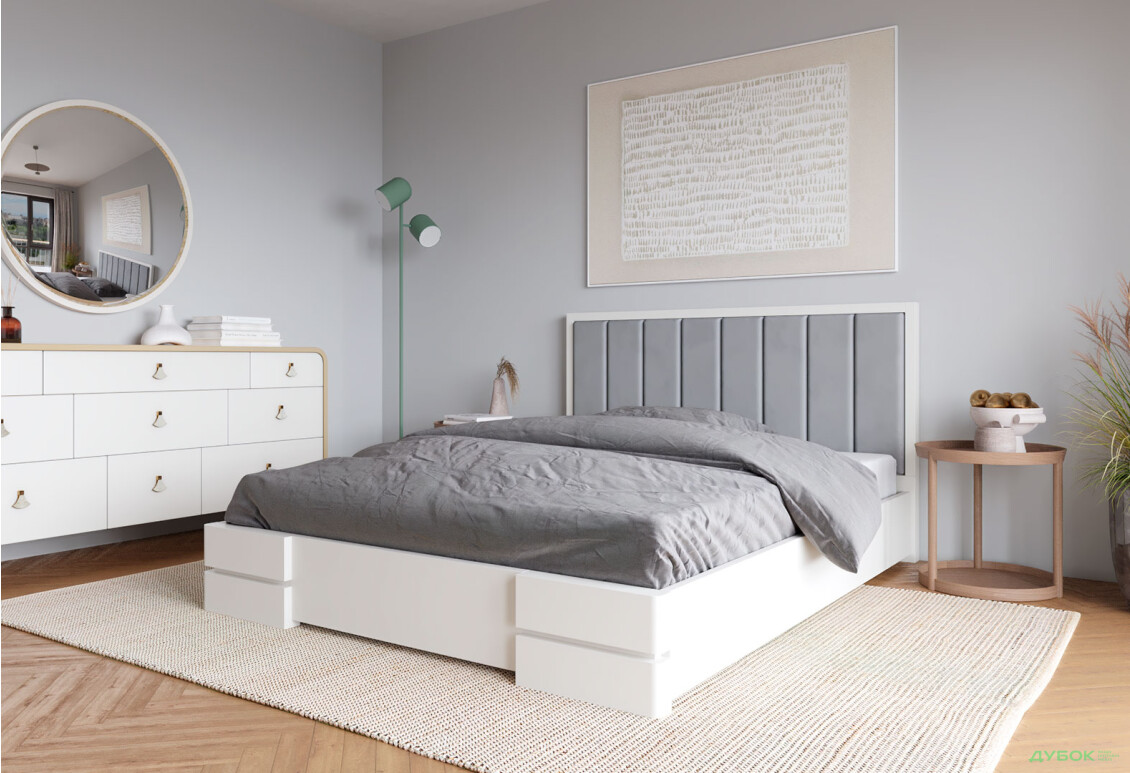 Ліжко-подіум Arbor Drev Мілано 180 см тк. Лагуна 43, біле - Зображення 2 Зображення 2 - Ліжко-подіум Arbor Drev Мілано 180 см тк. Лагуна 43, біле