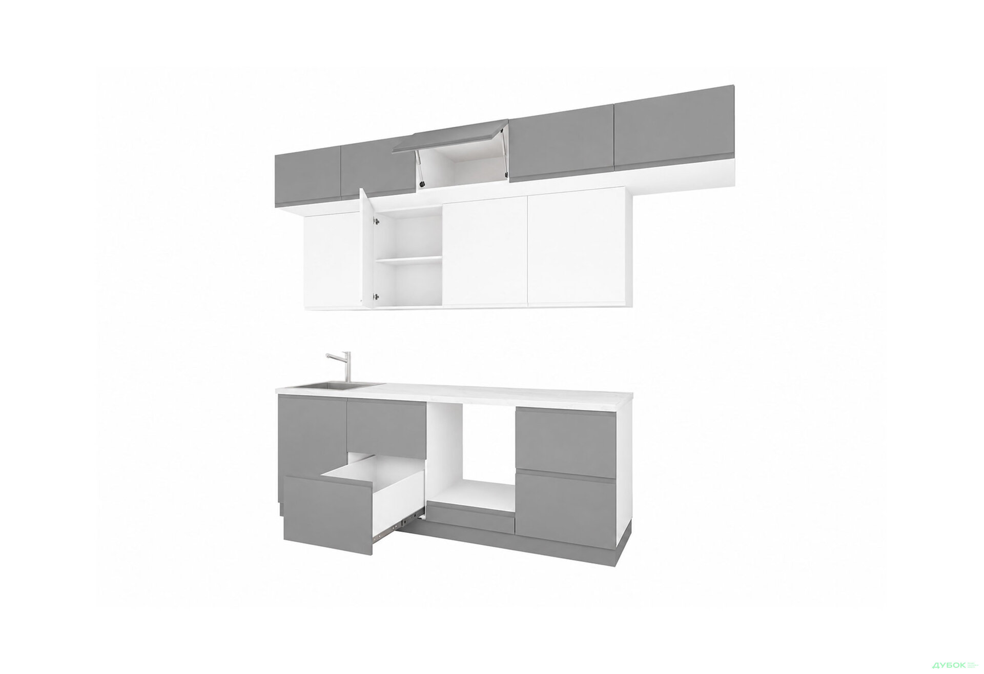 Зображення 3 - Кухня Інтерно Люкс / Interno Luxe 240 см, сірий мат / білий мат