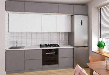 Кухня Интерно Люкс / Interno Luxe 240 см, серый мат / белый мат