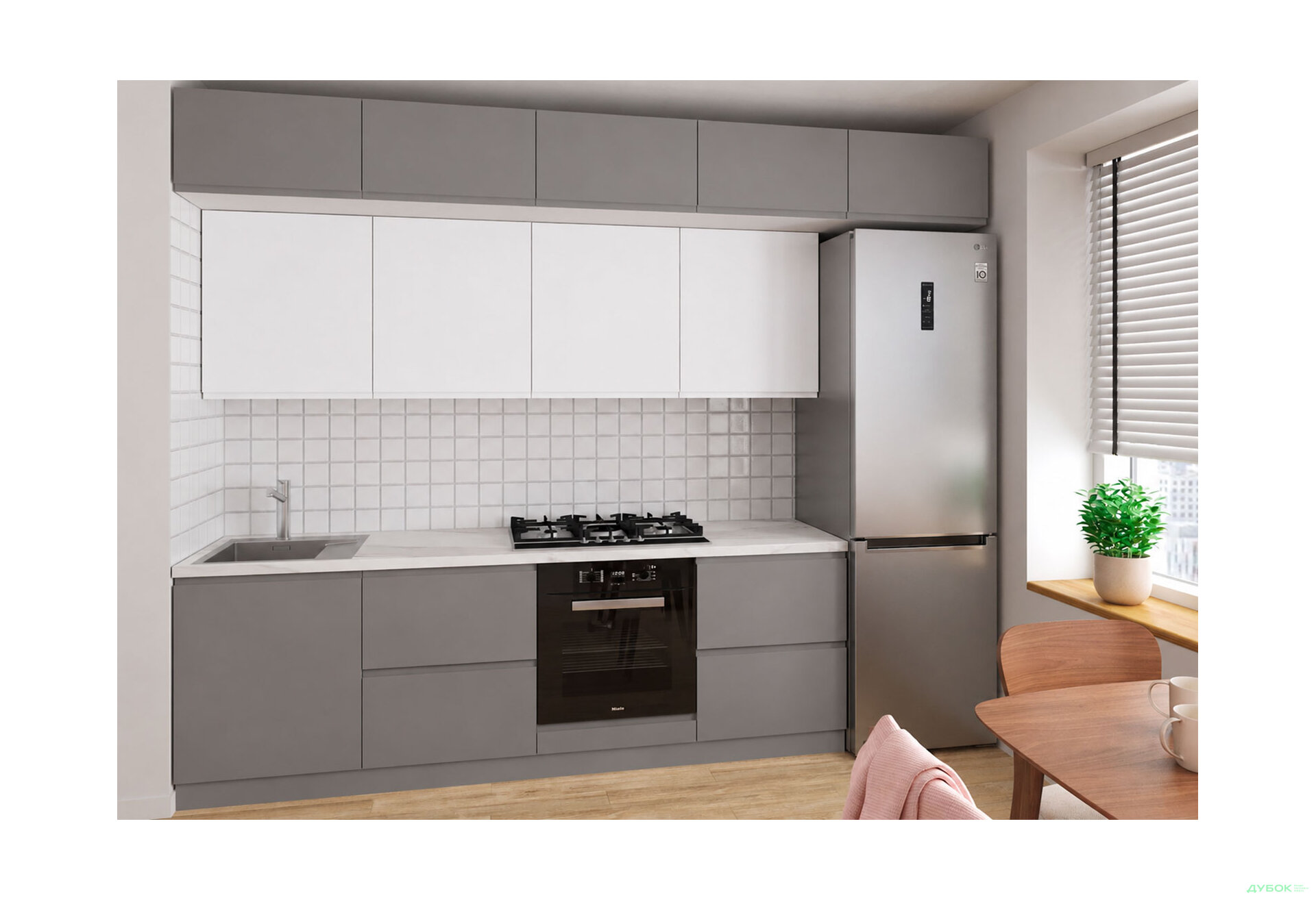 Зображення 1 - Кухня Інтерно Люкс / Interno Luxe 240 см, сірий мат / білий мат