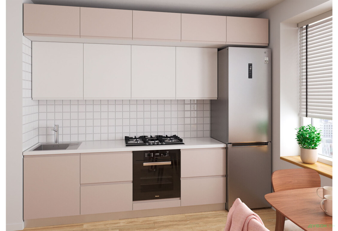 Кухня VIP-master Інтерно Люкс / Interno Luxe 240 см, сірий мат / білий мат