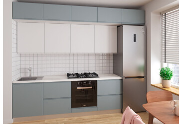 Кухня Вип-Мастер Интерно Люкс / Interno Luxe 240 см, серый мат / белый мат