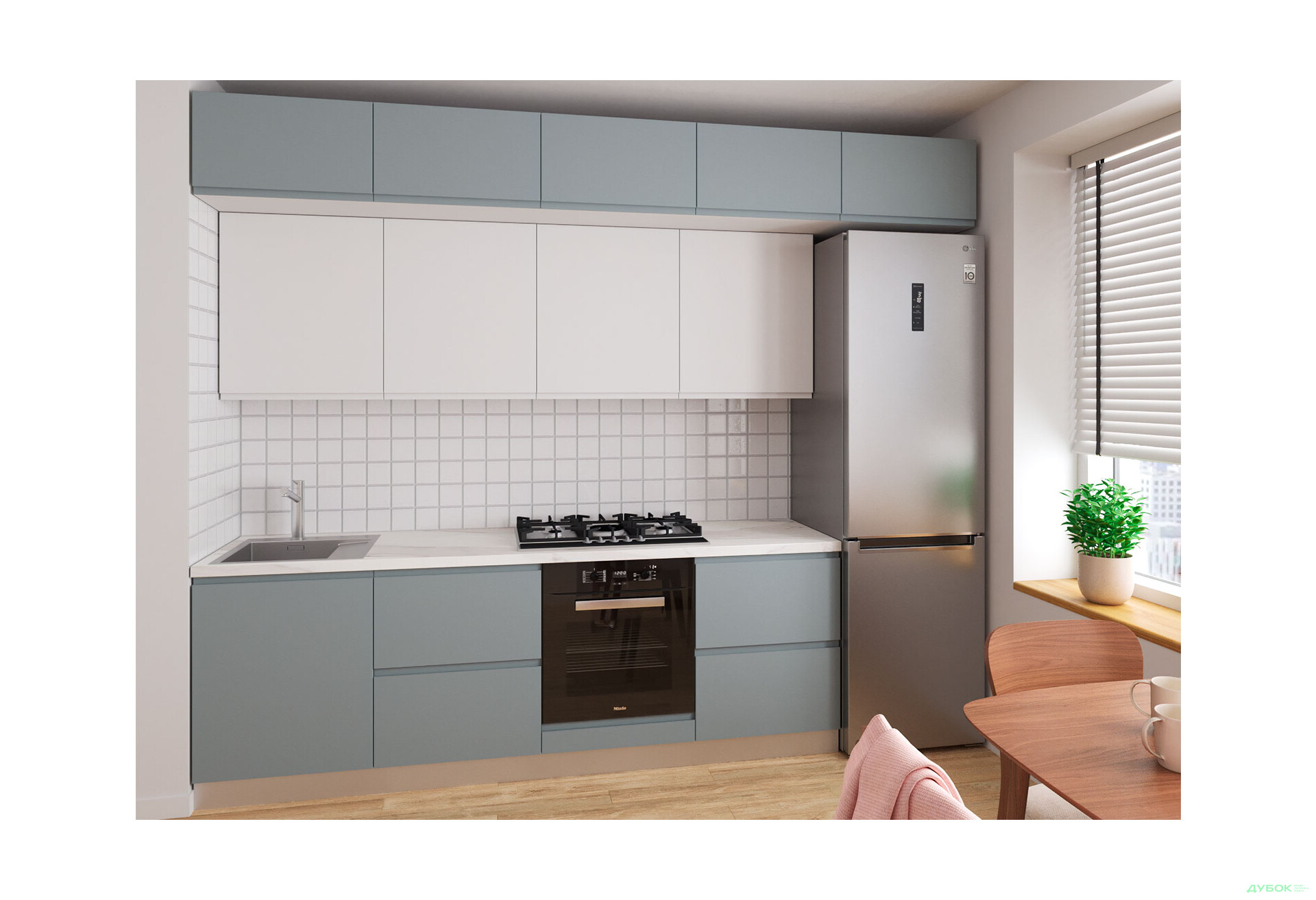 Зображення 1 - Кухня VIP-master Інтерно Люкс / Interno Luxe 240 см, сірий мат / білий мат