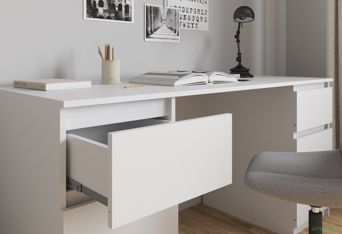 Изображение 4 - Стол письменный Moreli Т228 158x60 см с ящиками, белый
