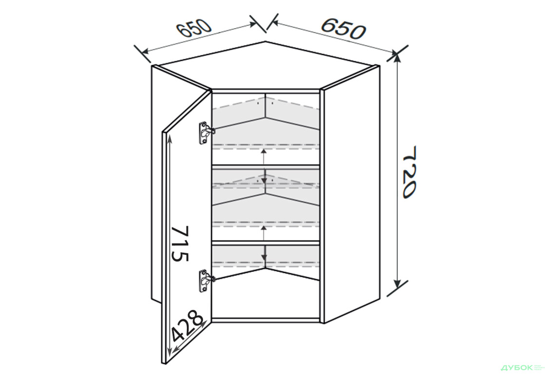 Зображення 2 - Верх Кут В 45°/720 (650х650) 1дв Глорі / Glory MiroMark