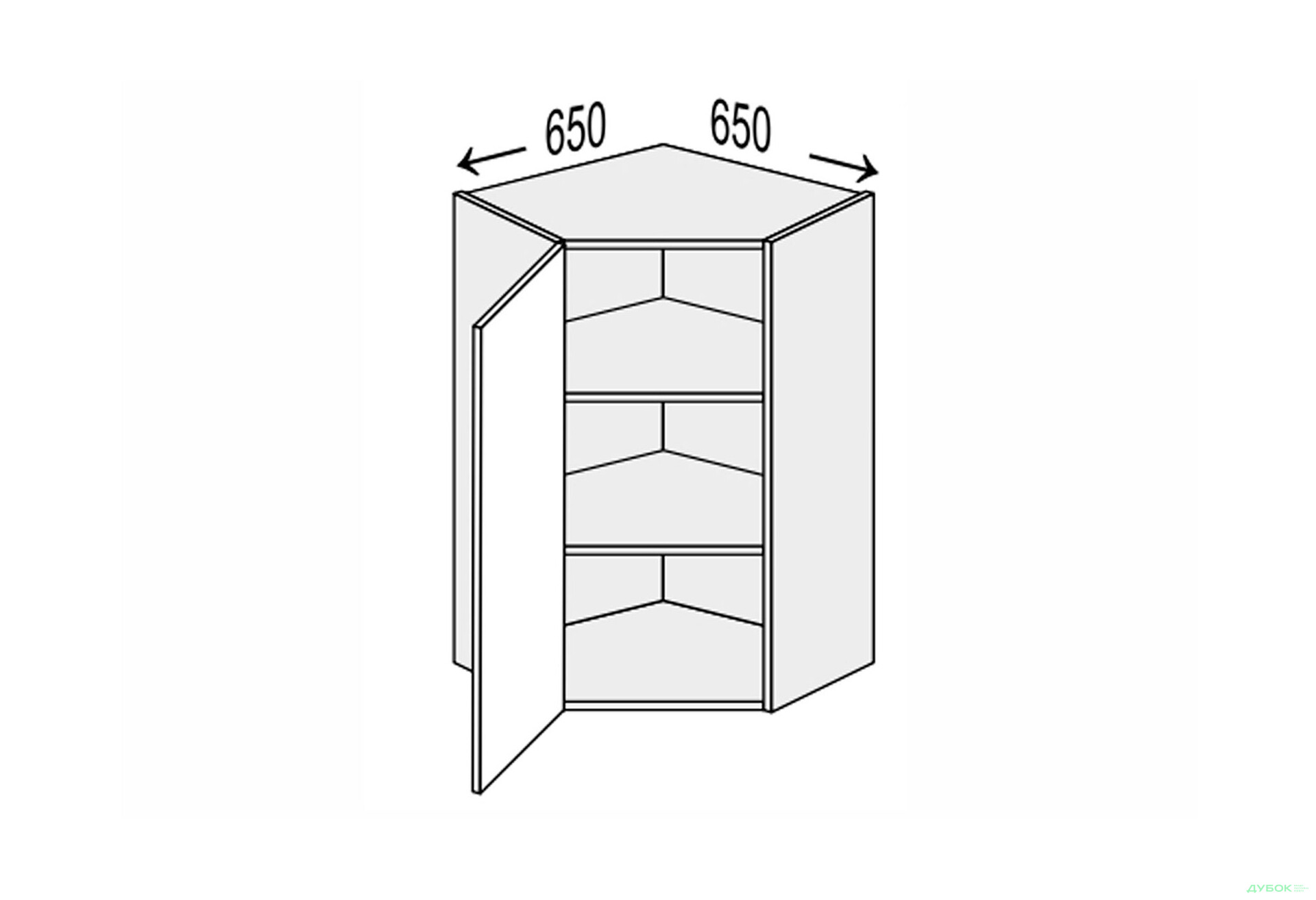 Зображення 1 - Верх Кут В 45°/900 (650х650) 1дв Глорі / Glory MiroMark