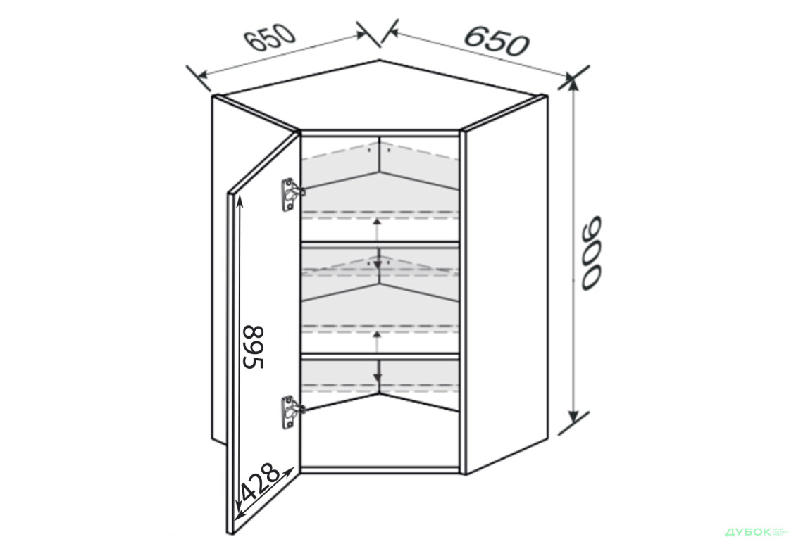 Зображення 2 - Верх Кут В 45°/900 (650х650) 1дв Глорі / Glory MiroMark