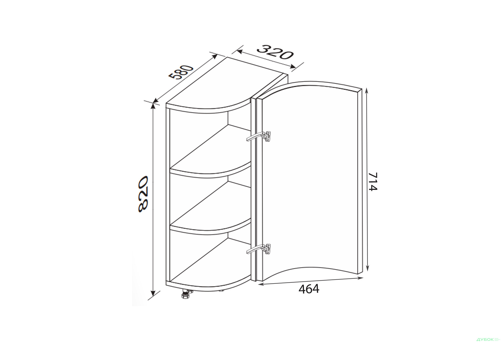 Зображення 2 - Низ 30НЗР/820 1дв кутове закінчення Глорі / Glory MiroMark
