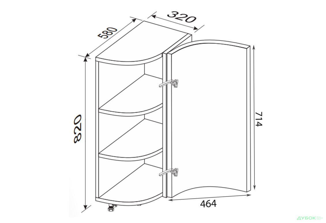 Зображення 2 - Низ 30НЗР/820 1дв кутове закінчення Глорі / Glory MiroMark