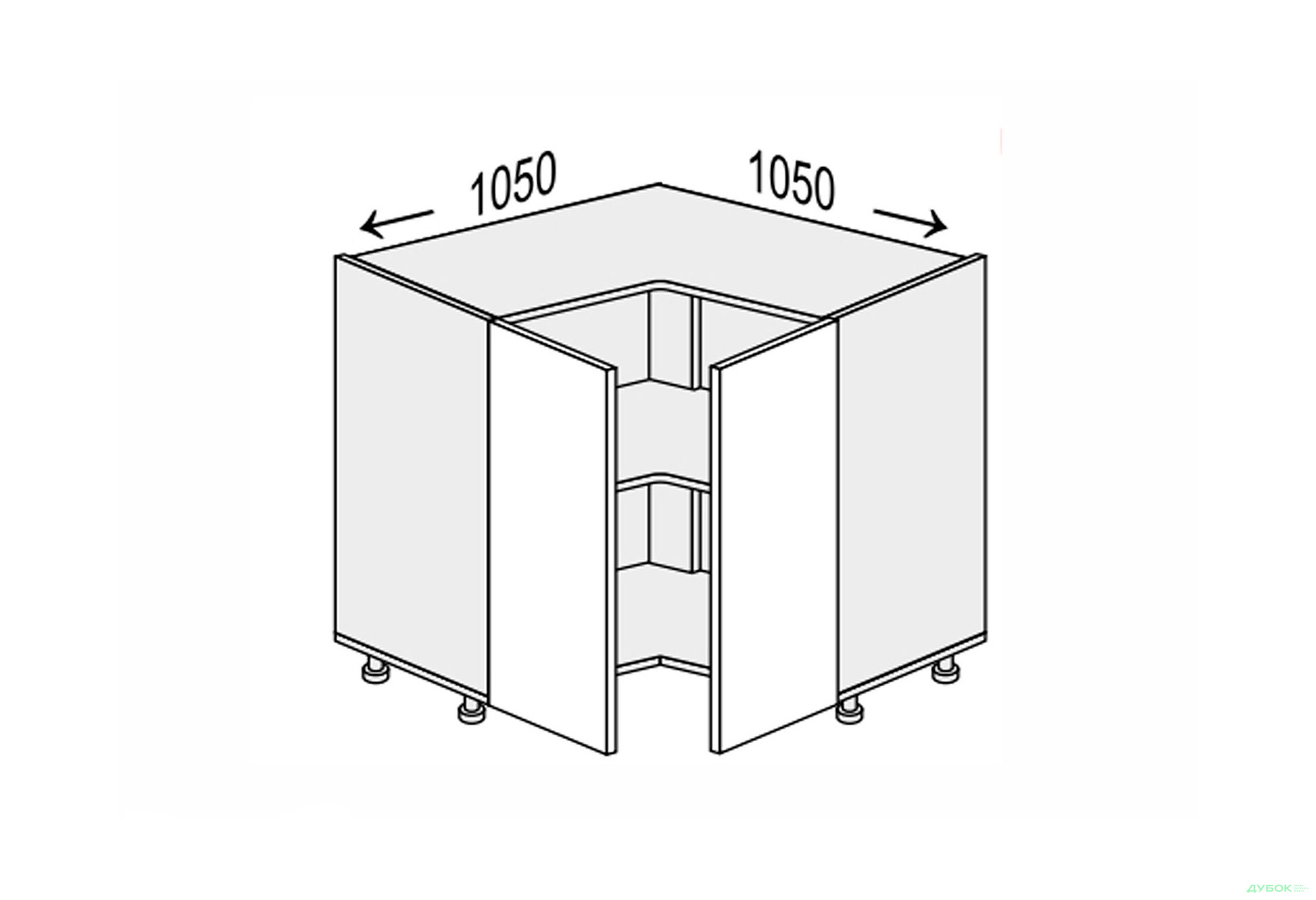 Изображение 1 - Низ угол Н 90°/820 2дв Глори / Glory МироМарк