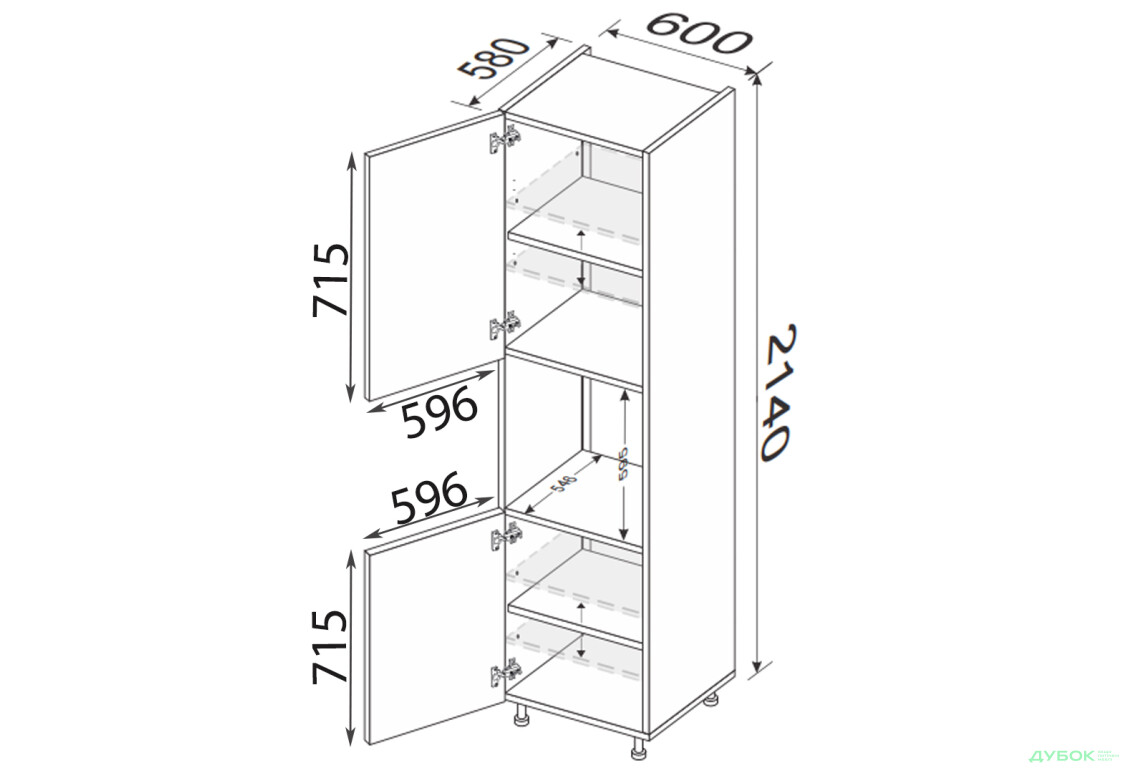 Зображення 2 - Пенал 60ПД/2140 духовка Глорі / Glory MiroMark