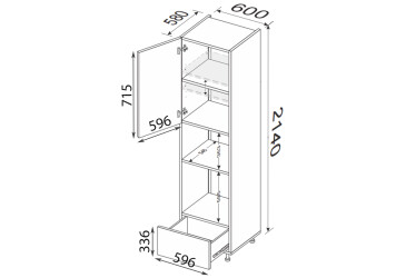 Пенал 60ПДМ1ШХ/2140 духовка + мікрохвильовка телескоп Зображення Пенал 60ПДМ1ШХ/2140 духовка + мікрохвильовка телескоп