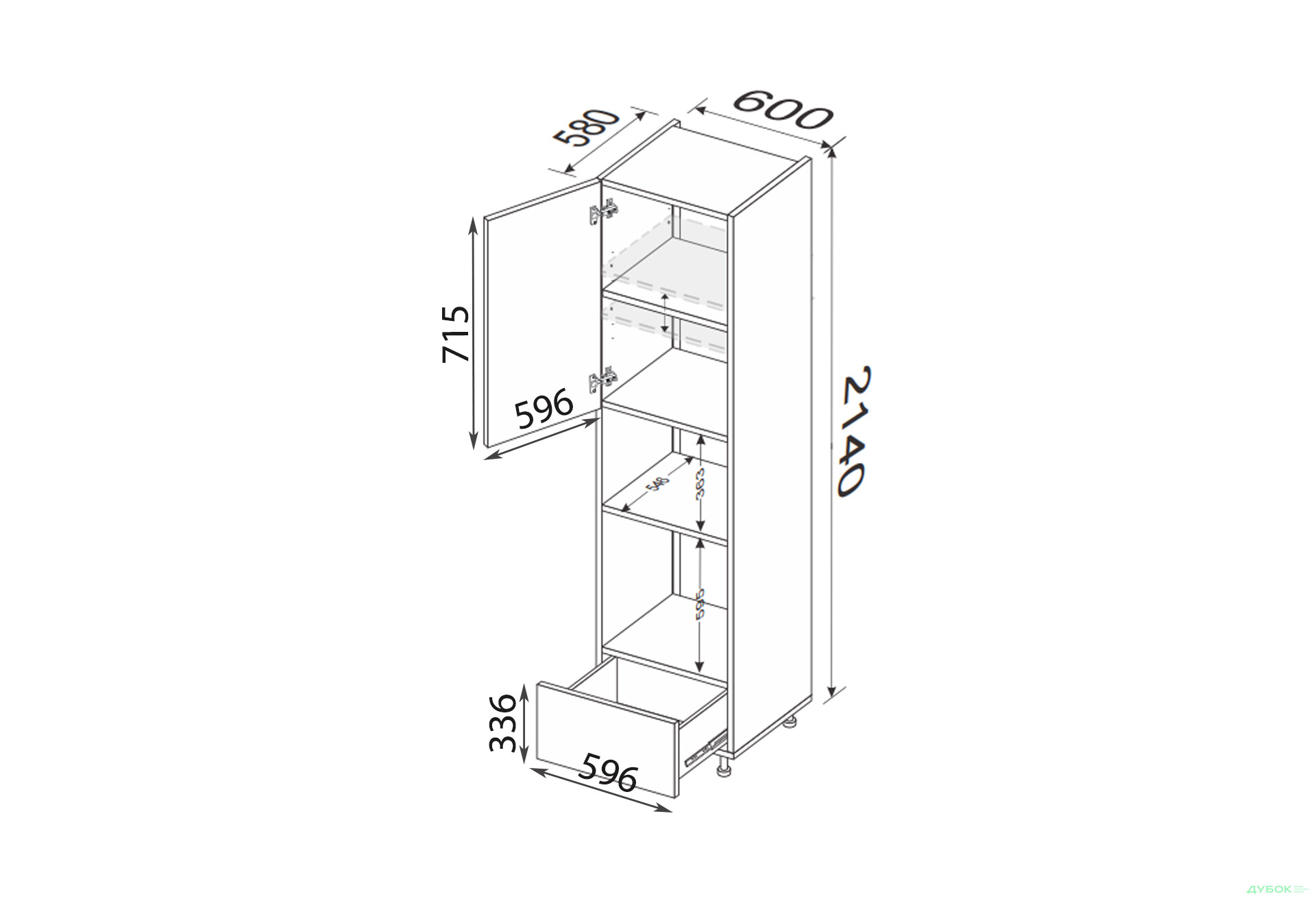 Изображение 2 - Пенал 60ПДМ1ШХ/2140 духовка + микроволновка телескоп Глори / Glory МироМарк