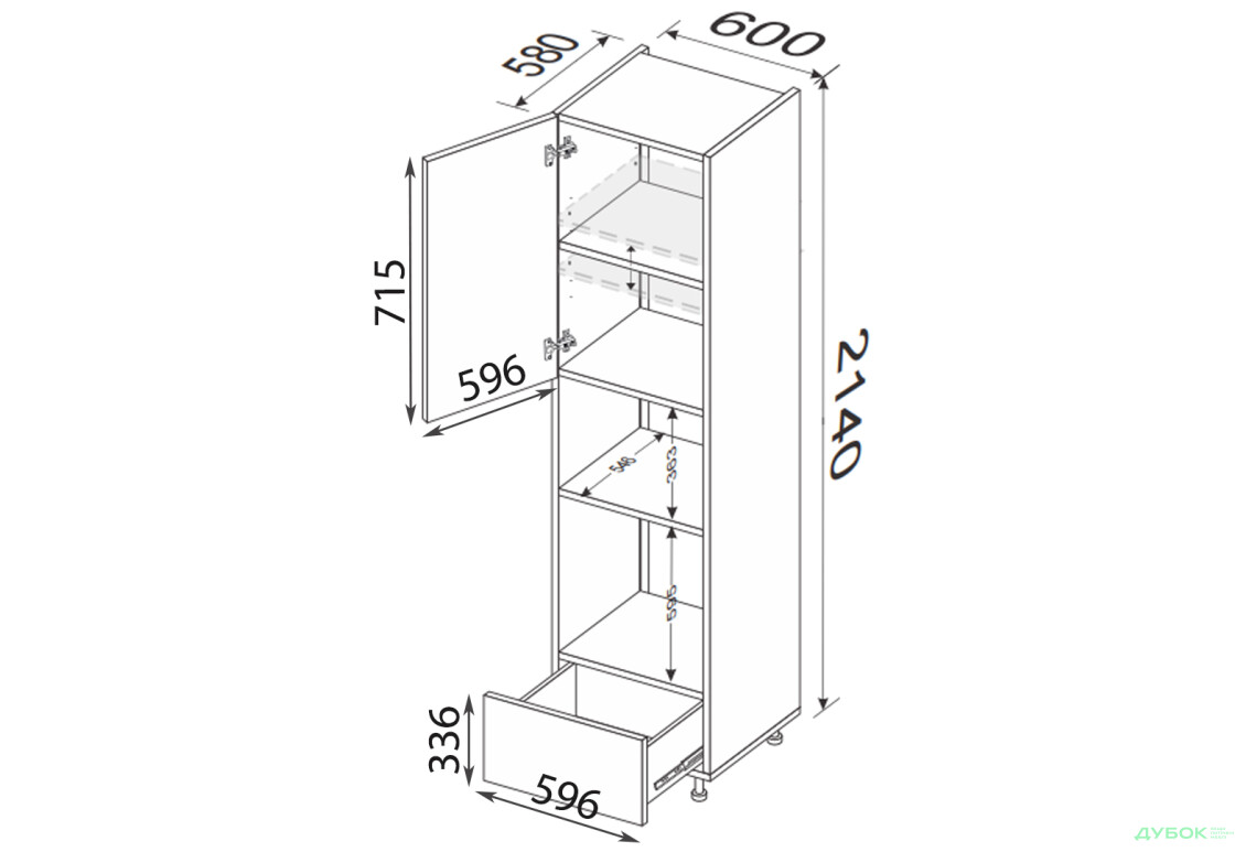 Изображение 2 - Пенал 60ПДМ1ШХ/2140 духовка + микроволновка телескоп Глори / Glory МироМарк