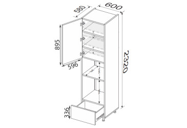 Пенал 60ПДМ1ШХ/2320 духовка + мікрохвильовка телескоп Зображення Пенал 60ПДМ1ШХ/2320 духовка + мікрохвильовка телескоп