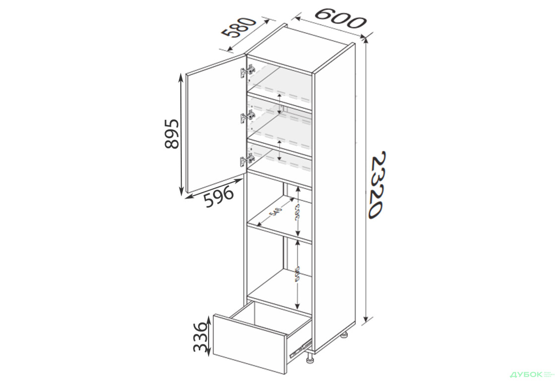 Пенал 60ПДМ1ШХ/2320 духовка + мікрохвильовка телескоп Глорі / Glory MiroMark - Зображення 2 Зображення 2 - Пенал 60ПДМ1ШХ/2320 духовка + мікрохвильовка телескоп Глорі / Glory MiroMark