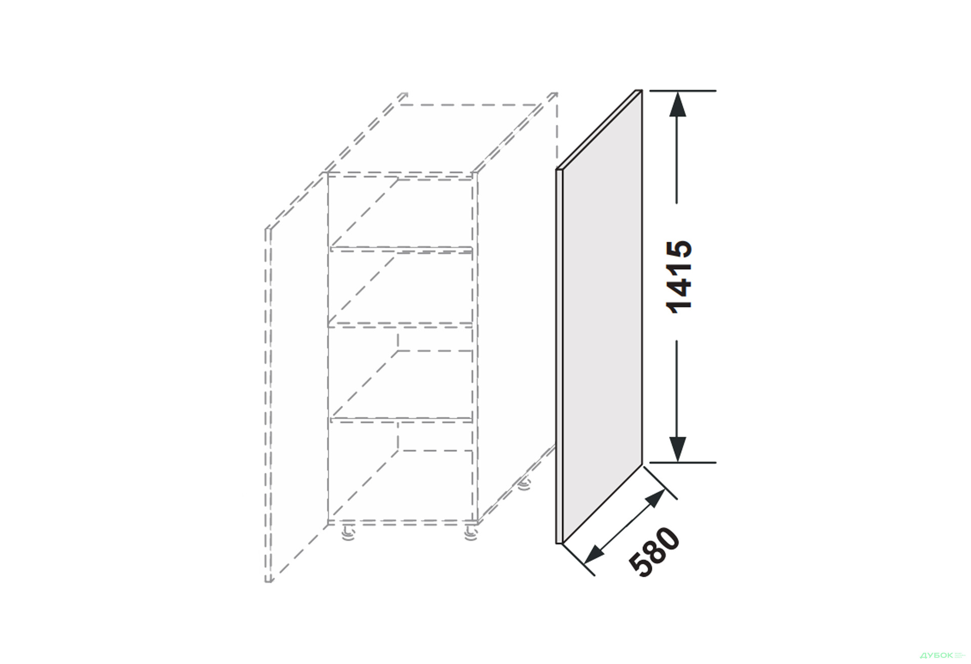 Зображення 2 - Бічна панель пенал 1420мм Глорі / Glory MiroMark