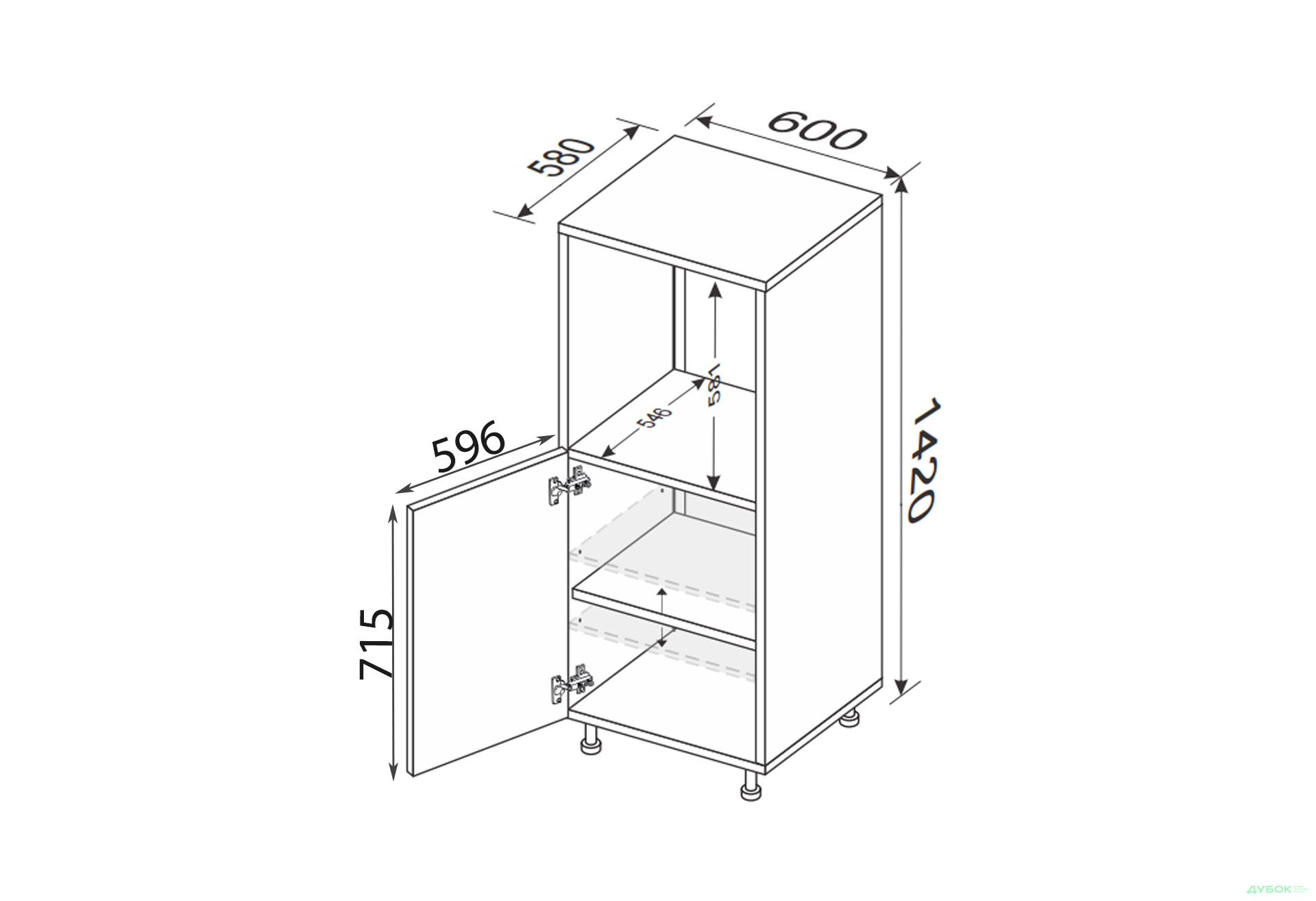 Пенал 60ПД/1420 духовка Лео / Leo МироМарк - Изображение 2 Изображение 2 - Пенал 60ПД/1420 духовка Лео / Leo МироМарк