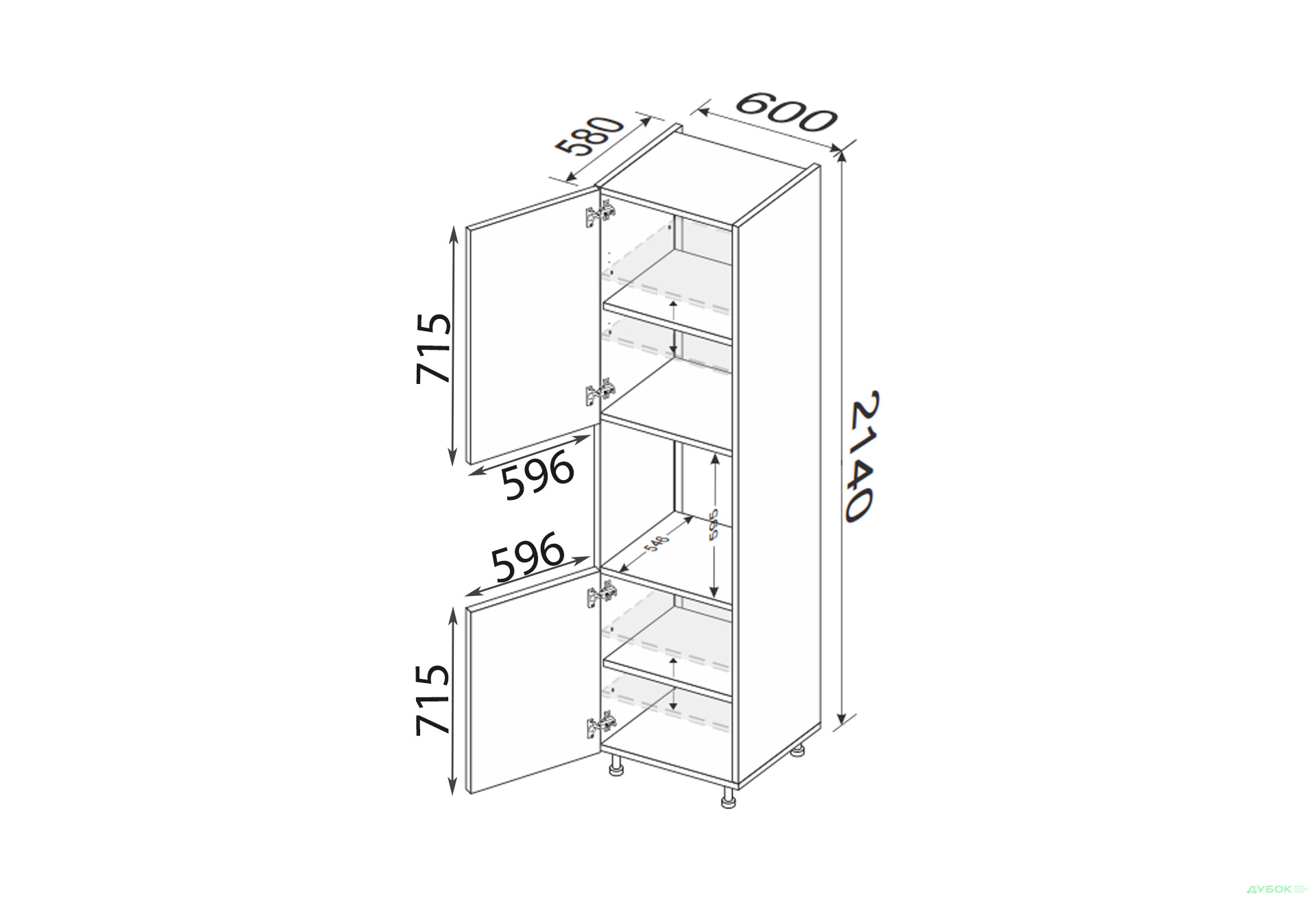 Изображение 2 - Пенал 60ПД/2140 духовка Лео / Leo МироМарк