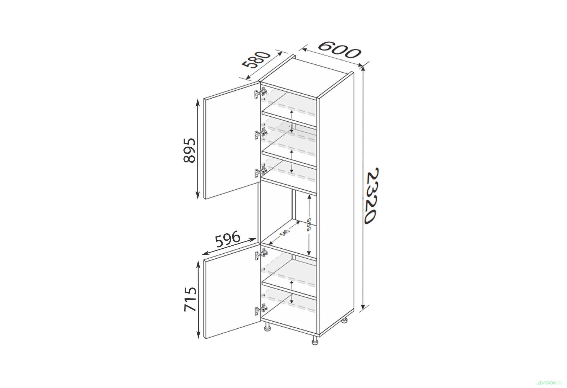 Изображение 2 - Пенал 60ПД/2320 духовка Лео / Leo МироМарк