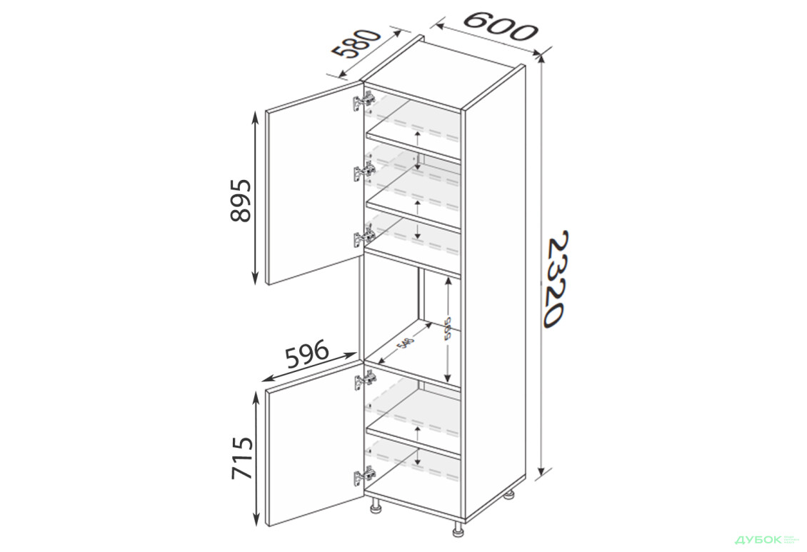 Изображение 2 - Пенал 60ПД/2320 духовка Лео / Leo МироМарк