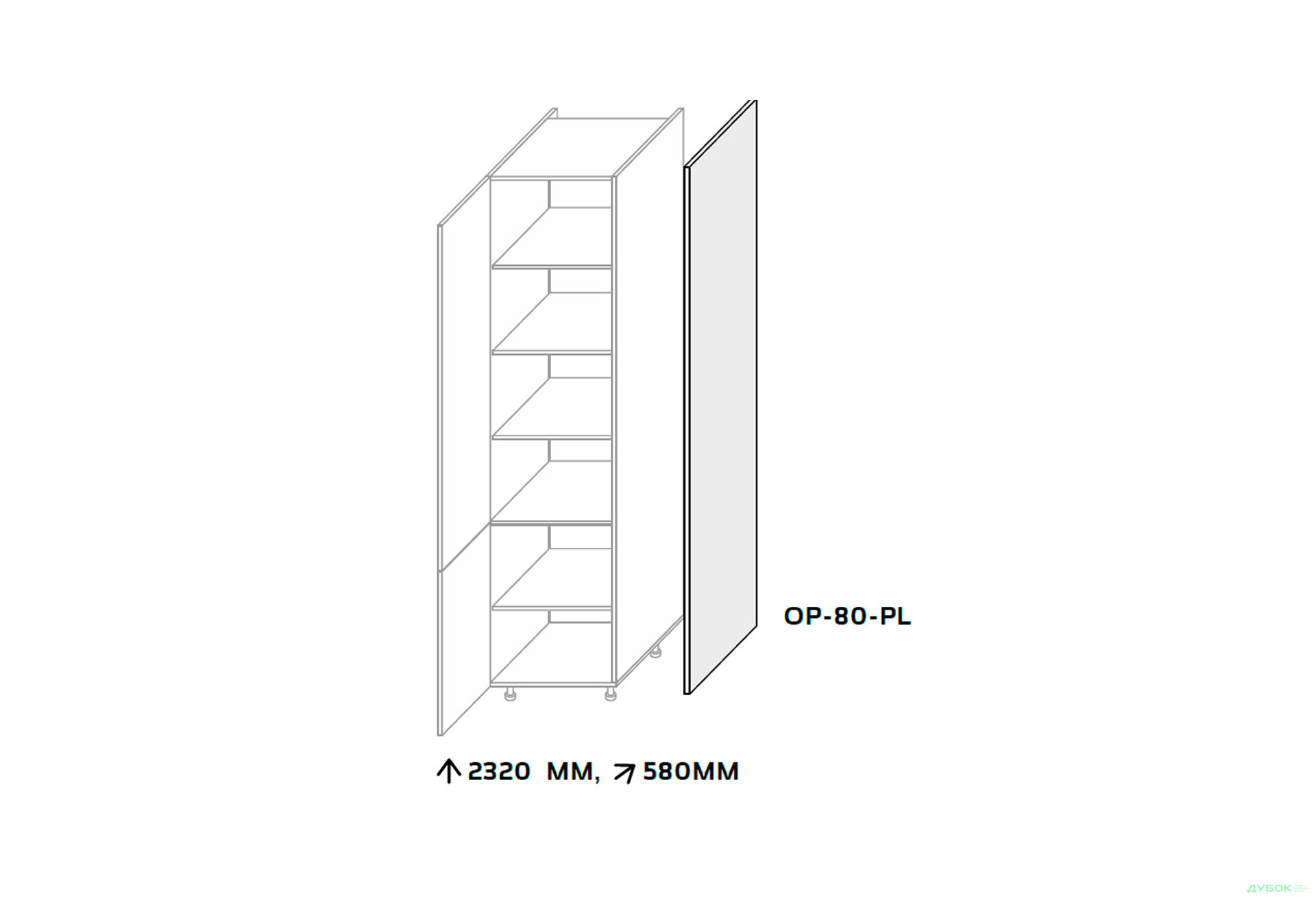 Изображение 3 - Боковая панель пенал 2320мм Лео / Leo МироМарк