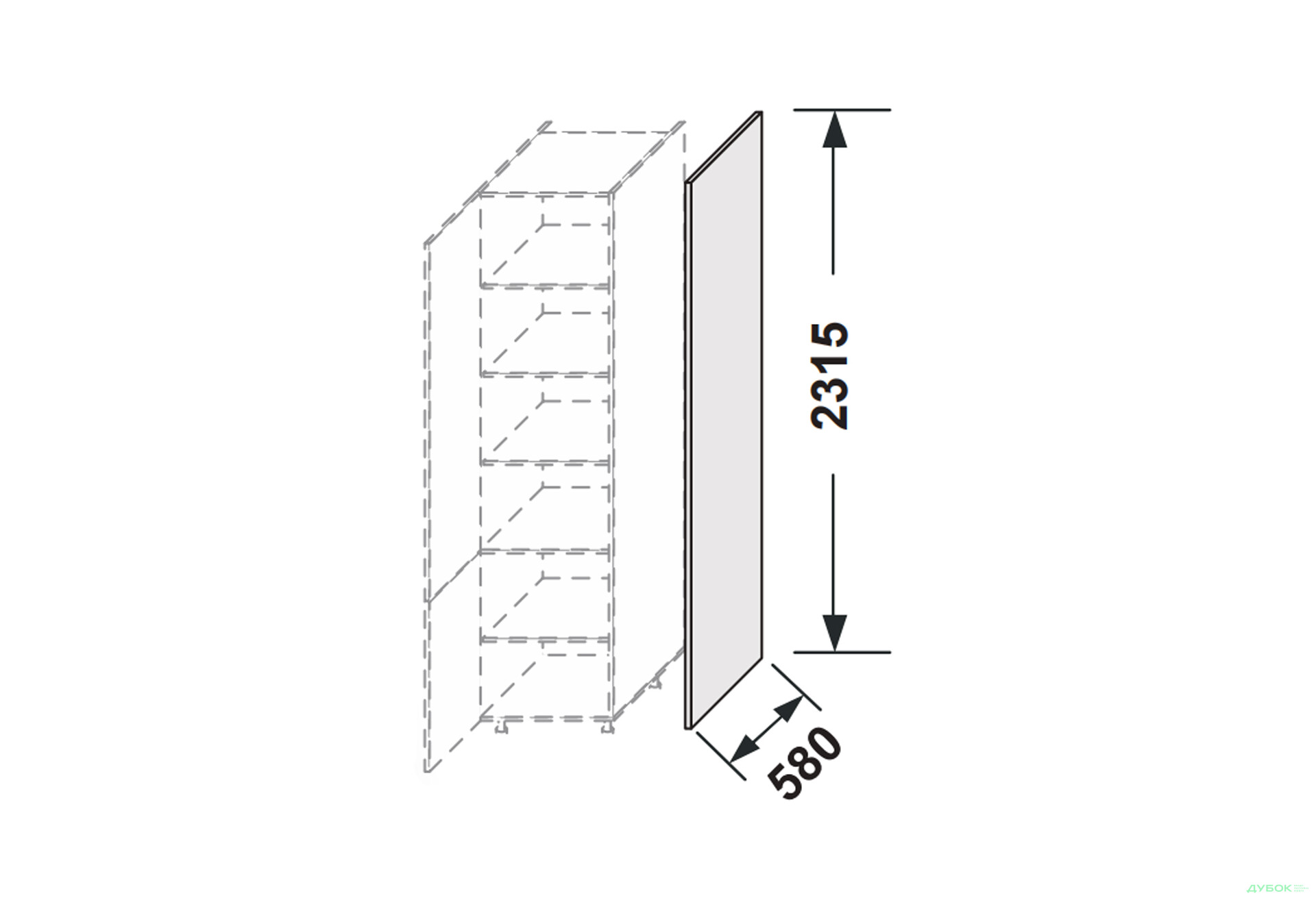 Изображение 2 - Боковая панель пенал 2320мм Лео / Leo МироМарк